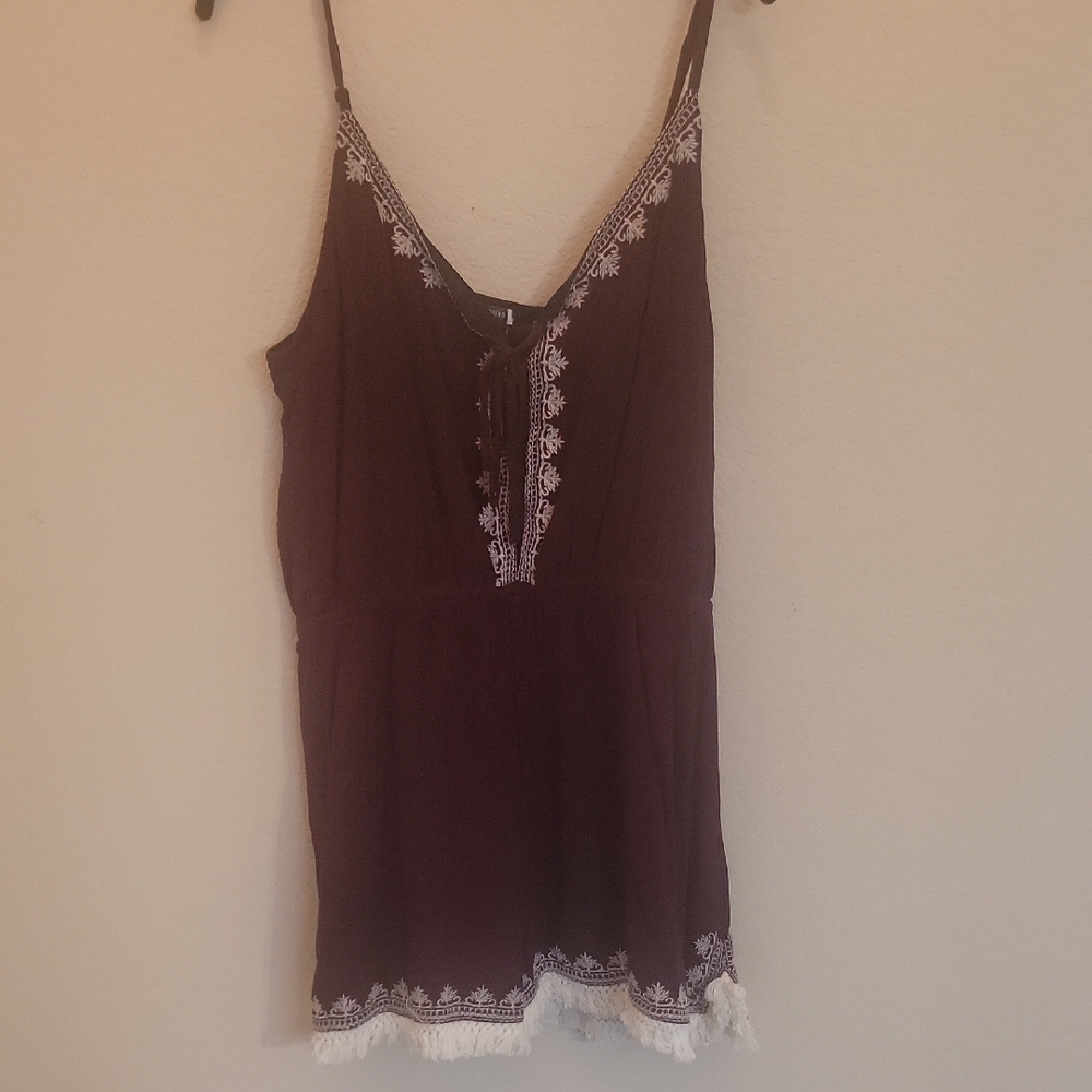 EARTHBOUND Maroon romper with Cream Detailing